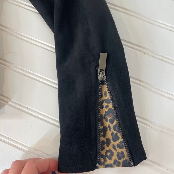 Kut from the Kloth Women’s Jayden Black Faux Suede Moto Jacket Leopard Size S - Picture 7 of 9
